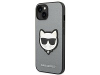 Capa Karl Lagerfeld Saffiano Choupette Head Patch para iPhone 14 Plus - prata