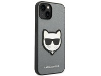 Capa Karl Lagerfeld Saffiano Choupette Head Patch para iPhone 14 Plus - prata