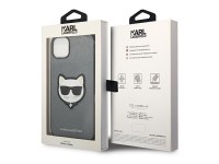 Capa Karl Lagerfeld Saffiano Choupette Head Patch para iPhone 14 Plus - prata