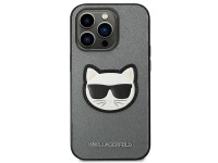 Karl Lagerfeld Saffiano Choupette Head Patch case for iPhone 14 Pro - silver Karl Lagerfeld Saffiano Choupette Head Patch case for iPhone 14 Pro - silver