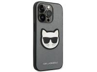 Karl Lagerfeld Saffiano Choupette Head Patch case for iPhone 14 Pro - silver Karl Lagerfeld Saffiano Choupette Head Patch case for iPhone 14 Pro - silver