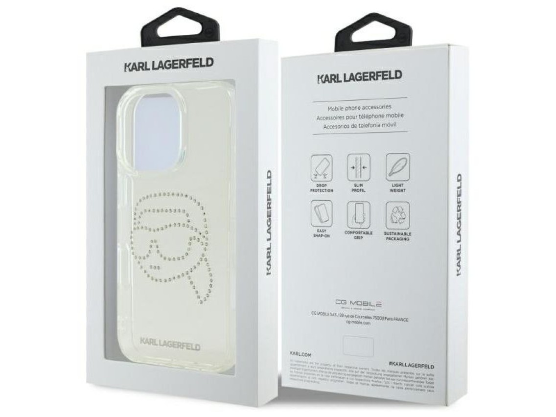 Karl Lagerfeld KLHCP16XHKHDCELT iPhone 16 Pro Max 6.9" transparent hardcase IML Rhinestones Karl Hea