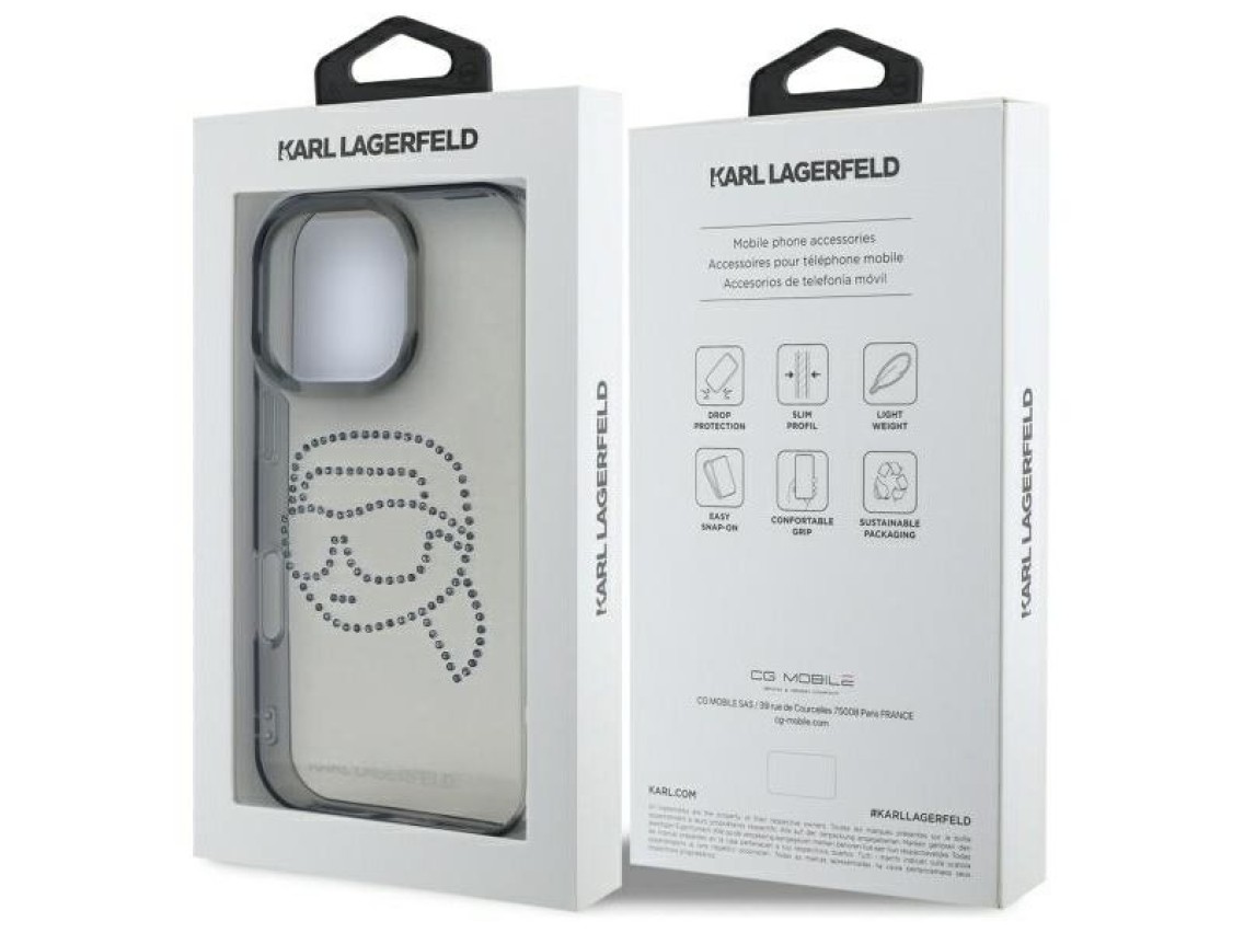 Karl Lagerfeld KLHCP16XHKHDCELK iPhone 16 Pro Max 6.9" black/black hardcase IML Rhinestones Karl Hea