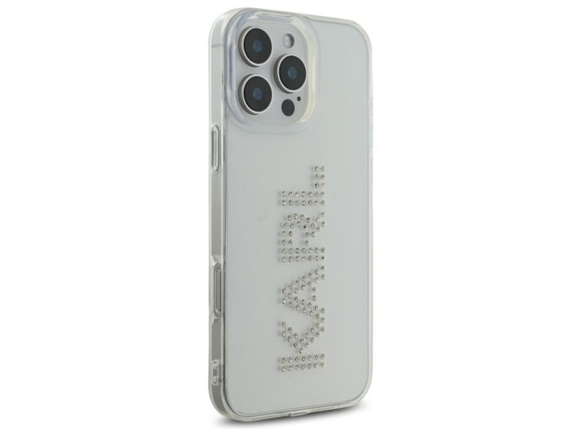 Funda rígida transparente Karl Lagerfeld KLHCP16XHKLSTDCT para iPhone 16 Pro Max de 6,9" con logotip