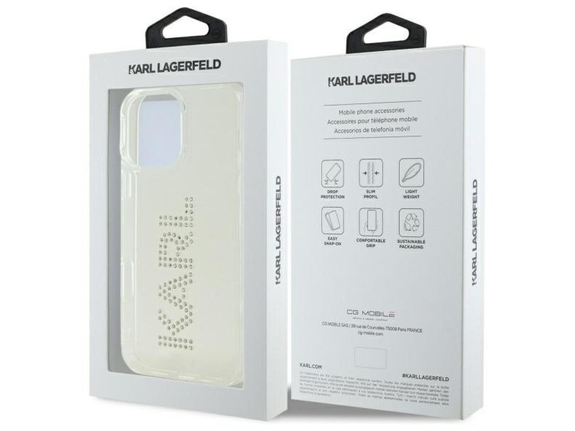 Funda rígida transparente Karl Lagerfeld KLHCP16XHKLSTDCT para iPhone 16 Pro Max de 6,9