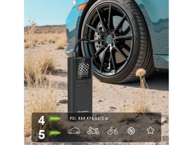 Compresor Wozinsky WPEP-8000, bomba el�ctrica, bater�a externa de 8000 mAh, linterna - negro