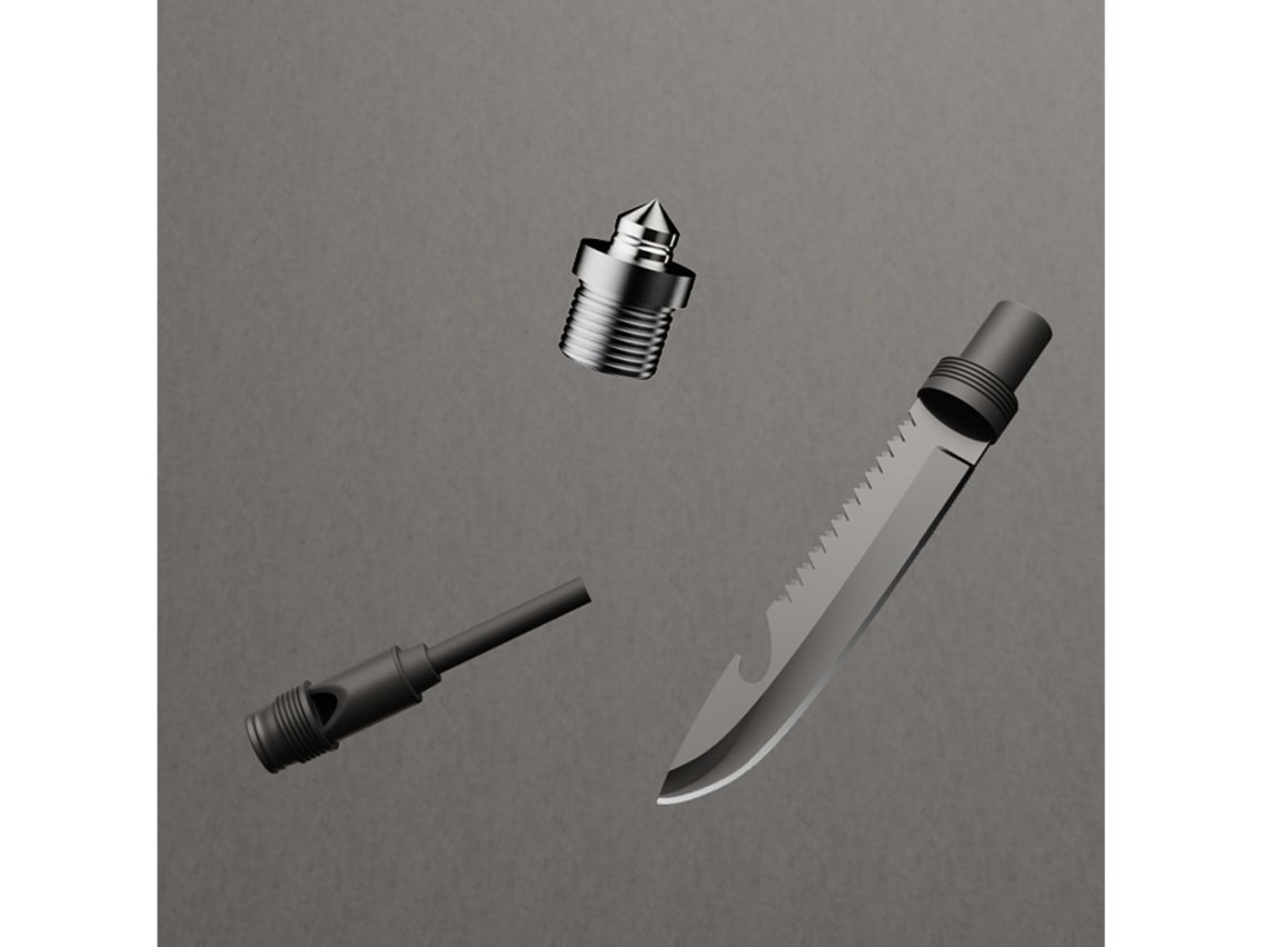 Pala multifuncional de supervivencia y bushcraft Wozinsky WSS-211 con rompecuchillos, pedernal, silb