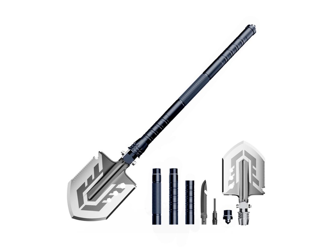 Pala multifuncional de supervivencia y bushcraft Wozinsky WSS-211 con rompecuchillos, pedernal, silb