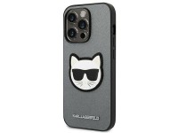 Capa Karl Lagerfeld Saffiano Choupette Head Patch para iPhone 14 Pro Max - prata Capa Karl Lagerfeld Saffiano Choupette Head Patch para iPhone 14 Pro Max - prata
