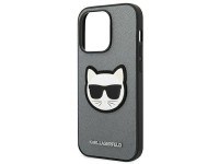 Capa Karl Lagerfeld Saffiano Choupette Head Patch para iPhone 14 Pro Max - prata Capa Karl Lagerfeld Saffiano Choupette Head Patch para iPhone 14 Pro Max - prata