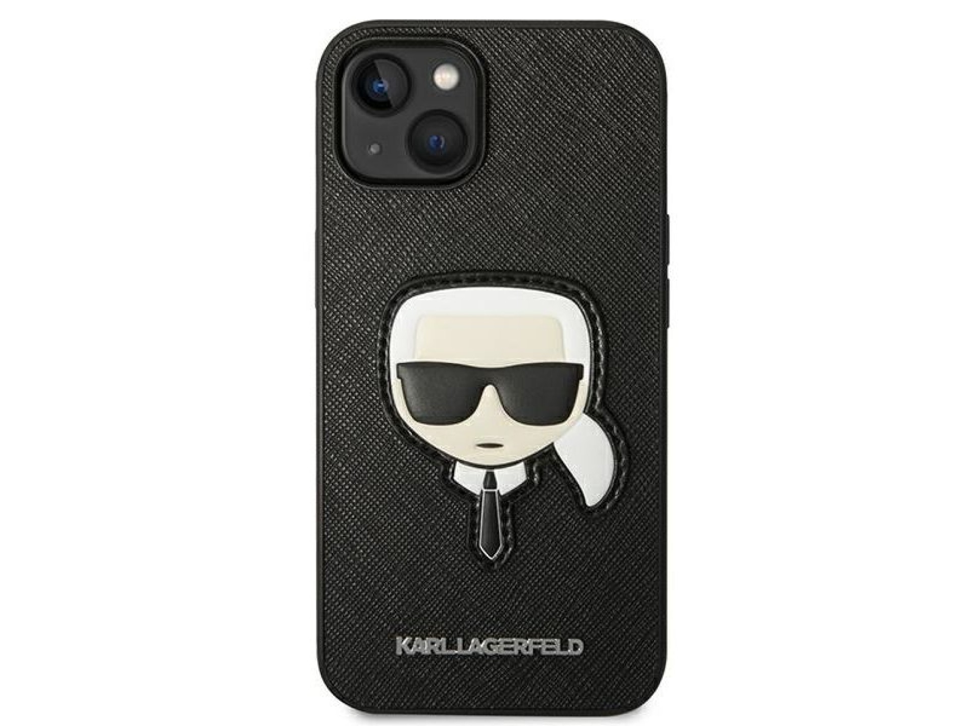 Karl Lagerfeld Saffiano Karl's Head Patch Case for iPhone 14 Plus - Black