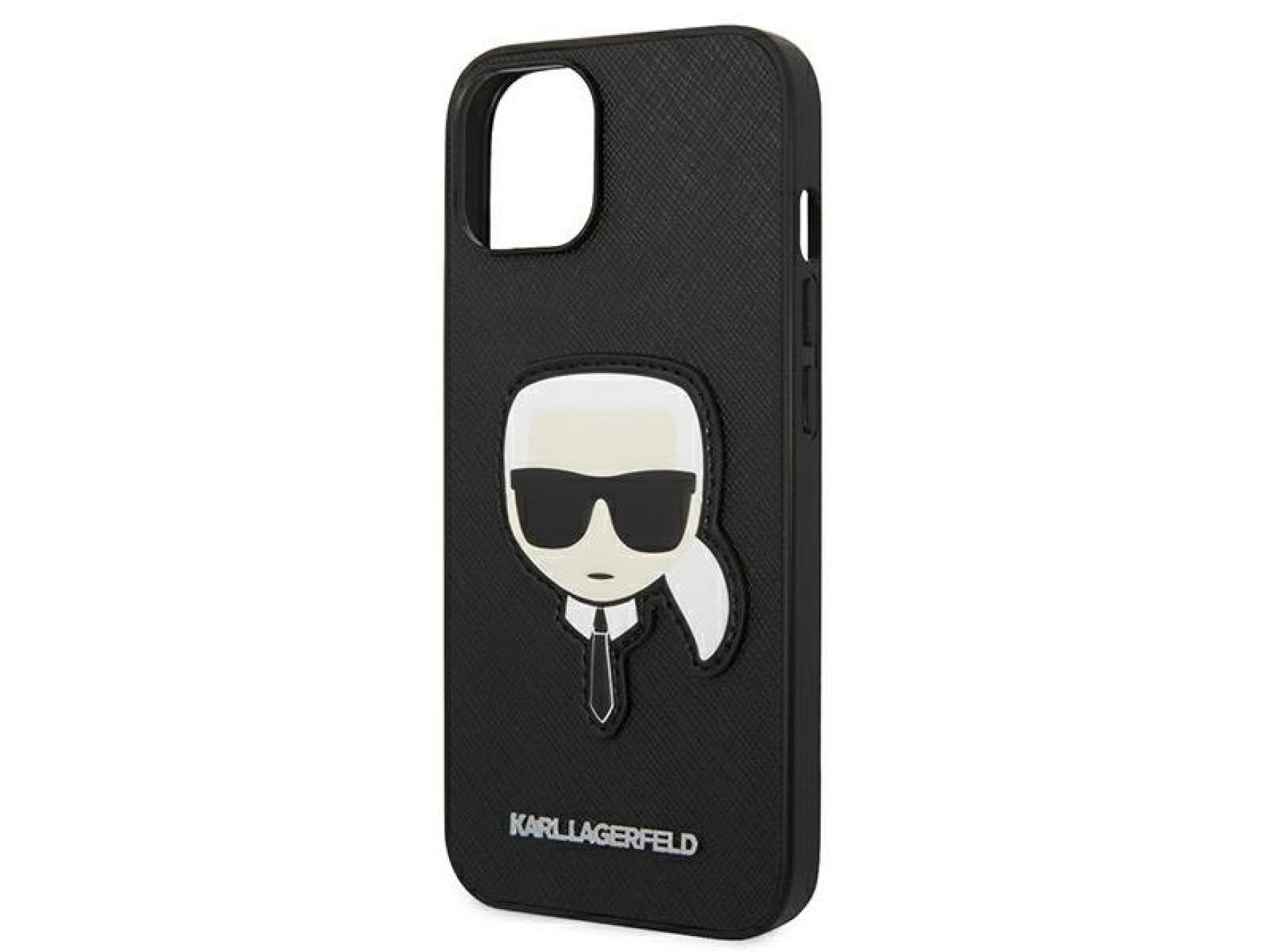 Karl Lagerfeld Saffiano Karl's Head Patch Case for iPhone 14 Plus - Black