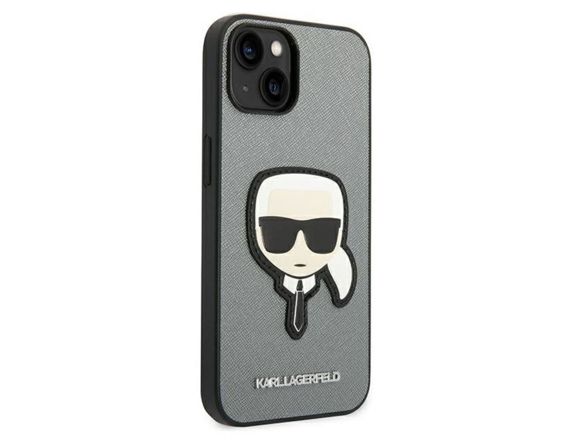 Capa Karl Lagerfeld Saffiano Karl's Head Patch para iPhone 14 Plus - prata