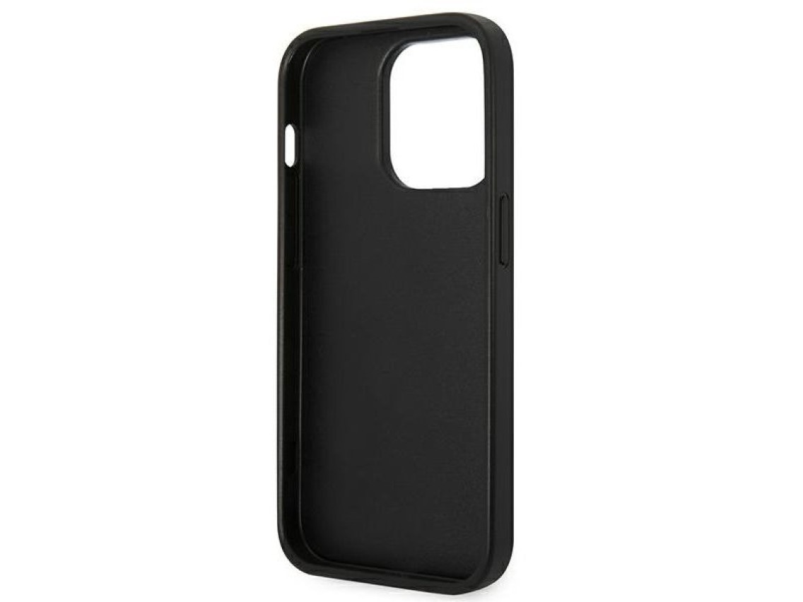 Capa Karl Lagerfeld Saffiano com patch da cabeça de Karl para iPhone 14 Pro - Prateada