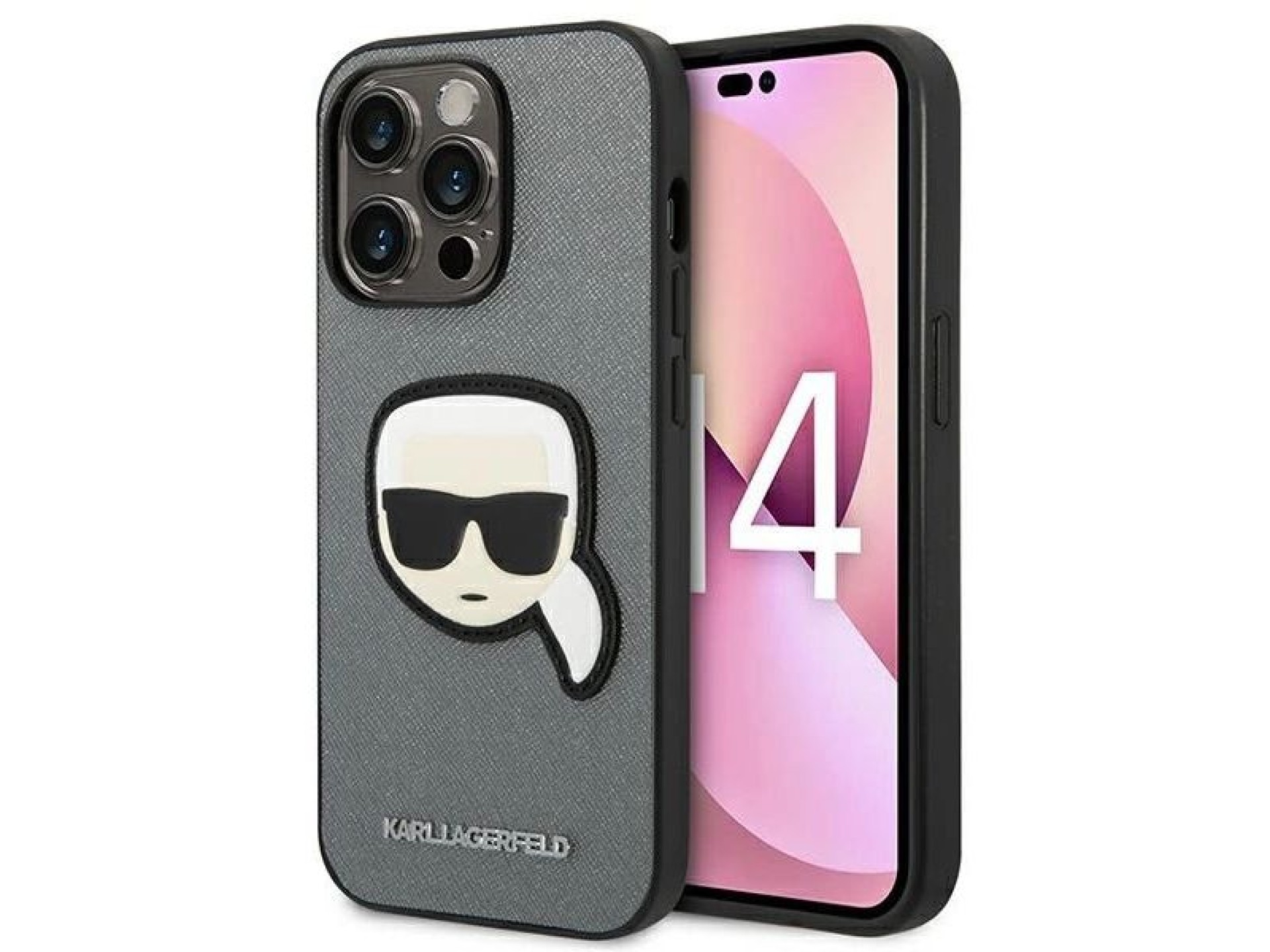 Karl Lagerfeld Saffiano Karl's Head Patch case for iPhone 14 Pro Max - silver