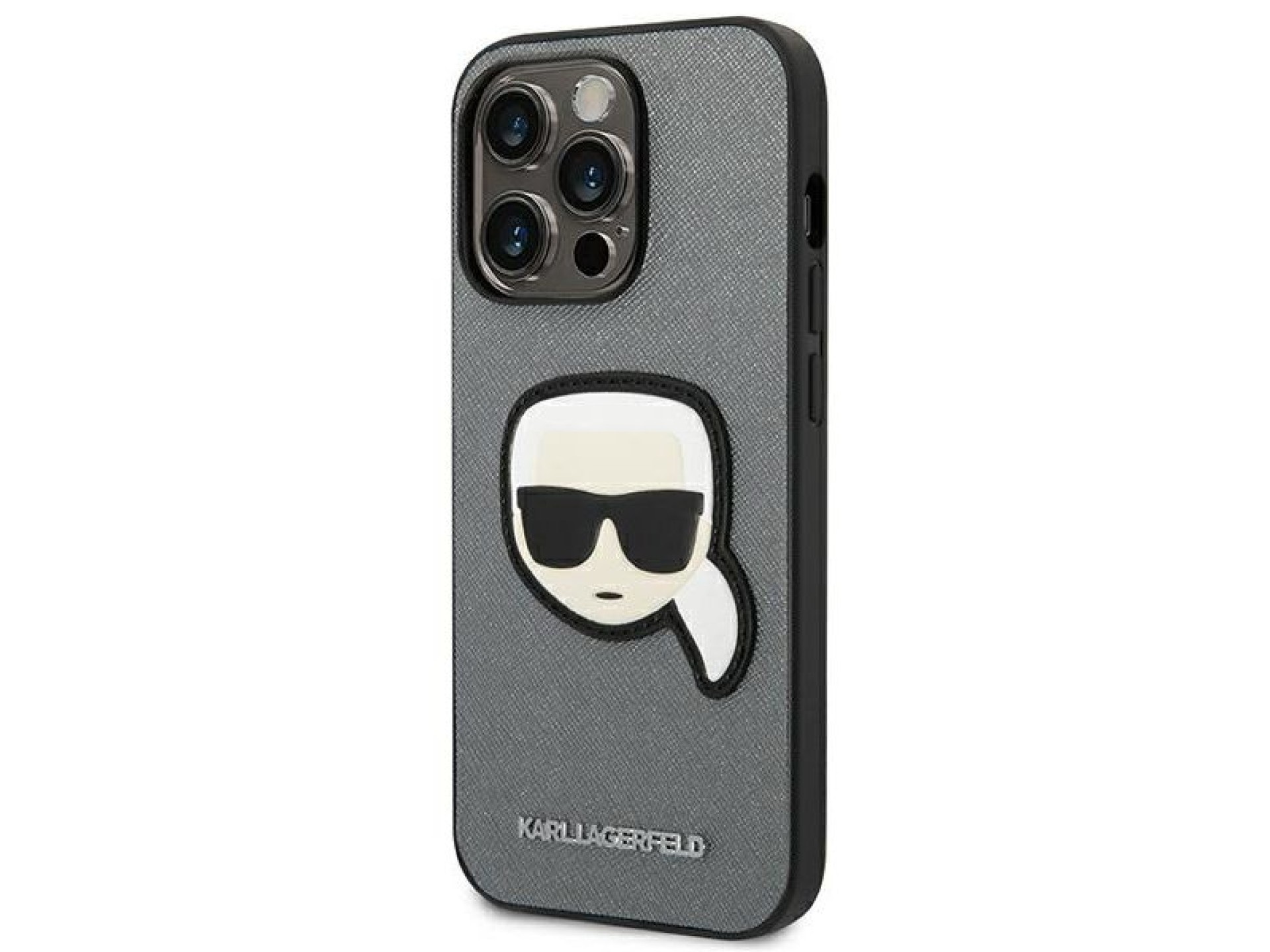 Karl Lagerfeld Saffiano Karl's Head Patch case for iPhone 14 Pro Max - silver