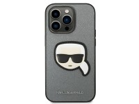 Karl Lagerfeld Saffiano Karl's Head Patch case for iPhone 14 Pro Max - silver Karl Lagerfeld Saffiano Karl's Head Patch case for iPhone 14 Pro Max - silver