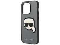 Karl Lagerfeld Saffiano Karl's Head Patch case for iPhone 14 Pro Max - silver Karl Lagerfeld Saffiano Karl's Head Patch case for iPhone 14 Pro Max - silver