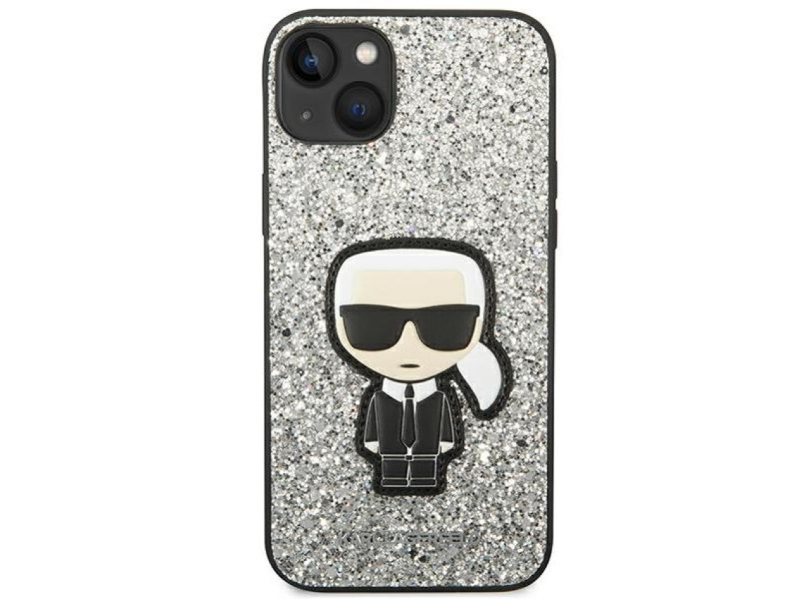 Karl Lagerfeld KLHCP14MGFKPG iPhone 14 Plus 6.7" carcasa rígida plateada / purpurina plateada Ikonik