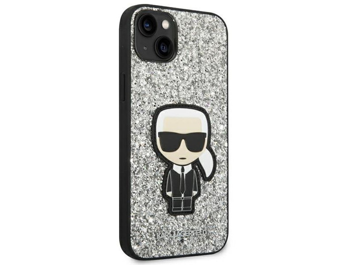 Karl Lagerfeld KLHCP14MGFKPG iPhone 14 Plus 6.7" carcasa rígida plateada / purpurina plateada Ikonik