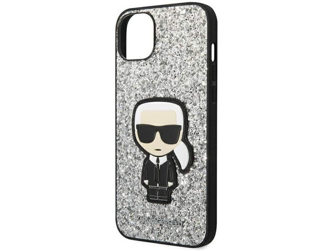 Karl Lagerfeld KLHCP14MGFKPG iPhone 14 Plus 6.7" carcasa rígida plateada / purpurina plateada Ikonik
