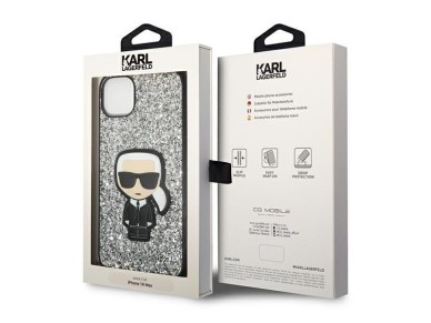 Karl Lagerfeld KLHCP14MGFKPG iPhone 14 Plus 6.7 "hardcase silver / silver Glitter Flakes Ikonik Karl Lagerfeld KLHCP14MGFKPG iPhone 14 Plus 6.7 "hardcase silver / silver Glitter Flakes Ikonik