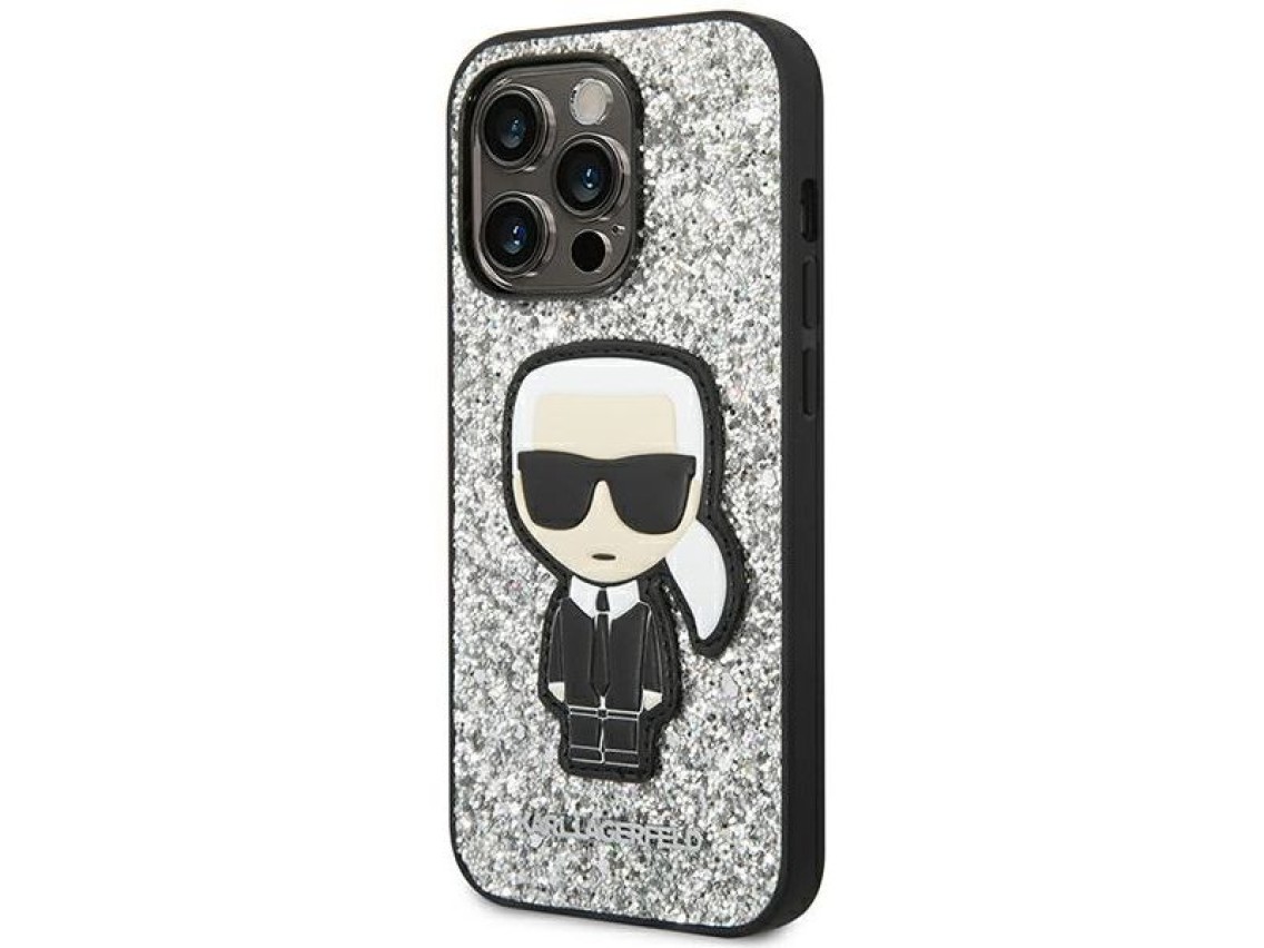 Karl Lagerfeld KLHCP14XGFKPG iPhone 14 Pro Max 6.7 "hardcase silver / silver Glitter Flakes Ikonik