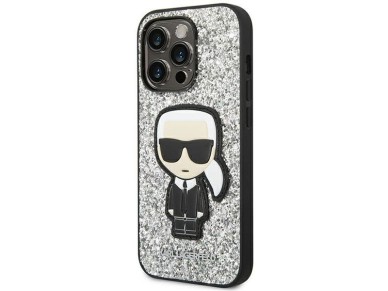 Karl Lagerfeld KLHCP14XGFKPG iPhone 14 Pro Max 6.7 "hardcase silver / silver Glitter Flakes Ikonik Karl Lagerfeld KLHCP14XGFKPG iPhone 14 Pro Max 6.7 "hardcase silver / silver Glitter Flakes Ikonik