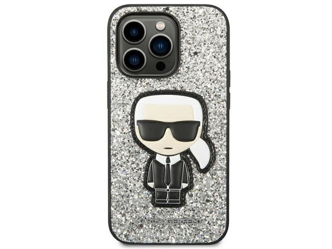 Karl Lagerfeld KLHCP14XGFKPG iPhone 14 Pro Max 6.7 "hardcase silver / silver Glitter Flakes Ikonik