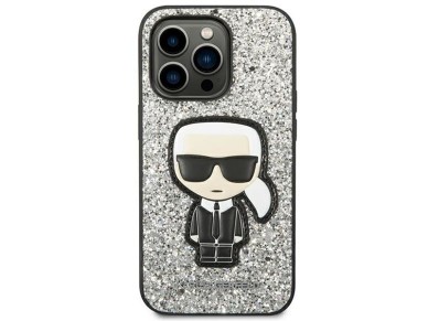 Karl Lagerfeld KLHCP14XGFKPG iPhone 14 Pro Max 6.7 "hardcase silver / silver Glitter Flakes Ikonik Karl Lagerfeld KLHCP14XGFKPG iPhone 14 Pro Max 6.7 "hardcase silver / silver Glitter Flakes Ikonik