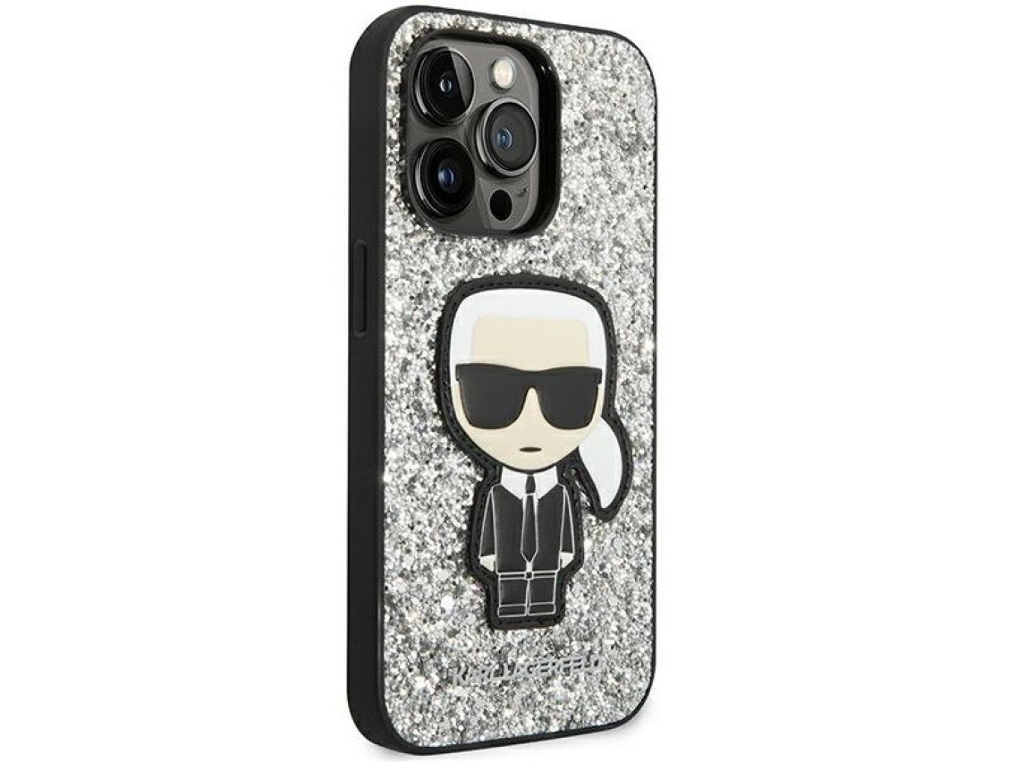 Karl Lagerfeld KLHCP14XGFKPG iPhone 14 Pro Max 6.7 "hardcase silver / silver Glitter Flakes Ikonik