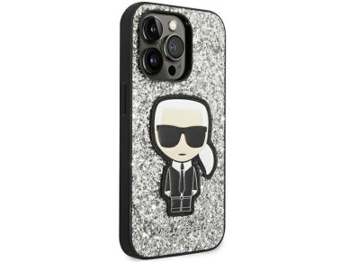 Karl Lagerfeld KLHCP14XGFKPG iPhone 14 Pro Max 6.7 "hardcase silver / silver Glitter Flakes Ikonik Karl Lagerfeld KLHCP14XGFKPG iPhone 14 Pro Max 6.7 "hardcase silver / silver Glitter Flakes Ikonik