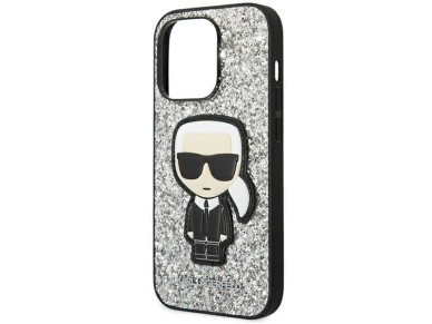 Karl Lagerfeld KLHCP14XGFKPG iPhone 14 Pro Max 6.7 "hardcase silver / silver Glitter Flakes Ikonik Karl Lagerfeld KLHCP14XGFKPG iPhone 14 Pro Max 6.7 "hardcase silver / silver Glitter Flakes Ikonik