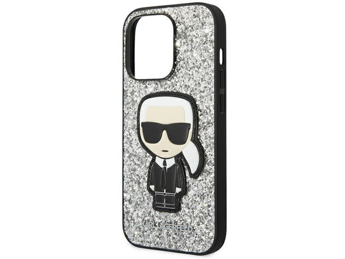 Karl Lagerfeld KLHCP14XGFKPG iPhone 14 Pro Max 6.7 "hardcase silver / silver Glitter Flakes Ikonik