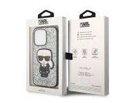 Karl Lagerfeld KLHCP14XGFKPG iPhone 14 Pro Max 6.7 "hardcase silver / silver Glitter Flakes Ikonik Karl Lagerfeld KLHCP14XGFKPG iPhone 14 Pro Max 6.7 "hardcase silver / silver Glitter Flakes Ikonik
