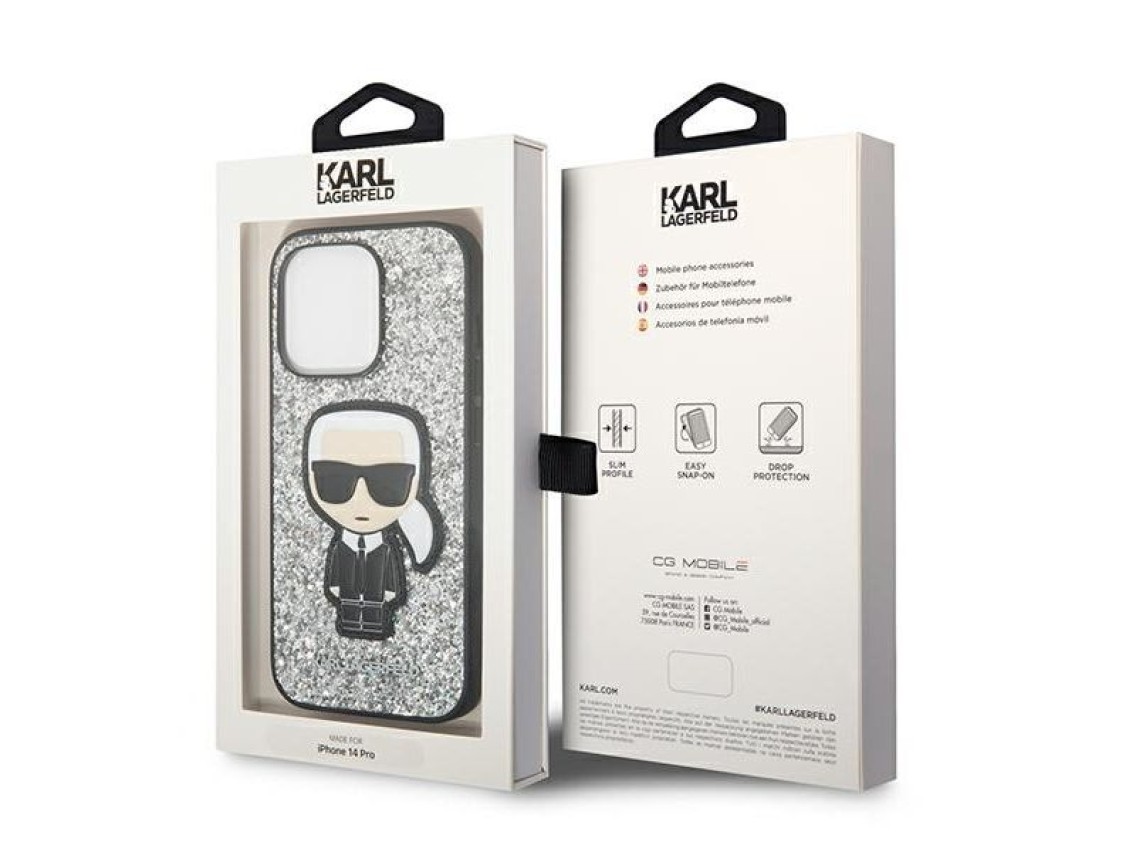 Karl Lagerfeld KLHCP14XGFKPG iPhone 14 Pro Max 6.7 "hardcase silver / silver Glitter Flakes Ikonik