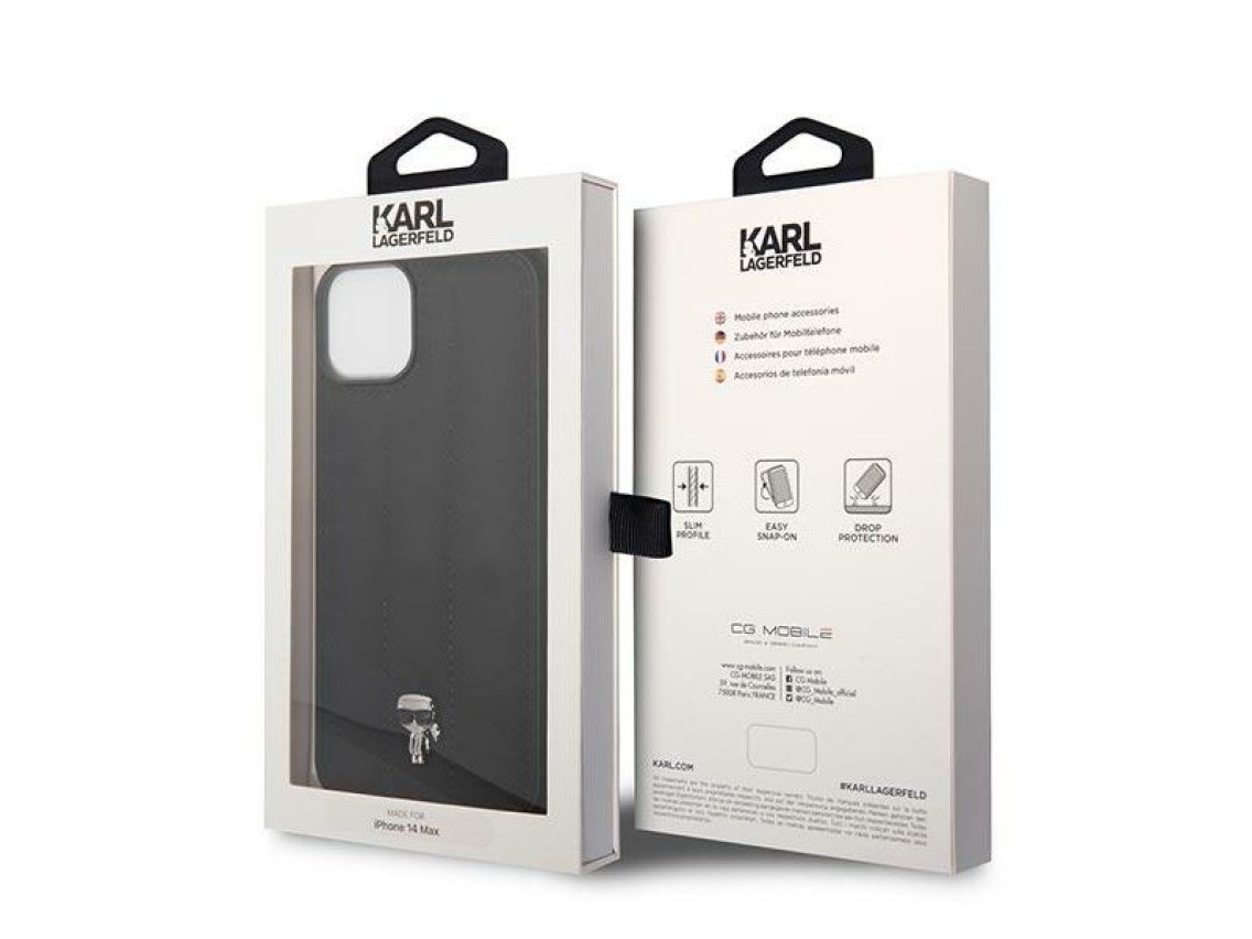 Karl Lagerfeld Puffy Ikonik Pin Case for iPhone 14 Plus - Black