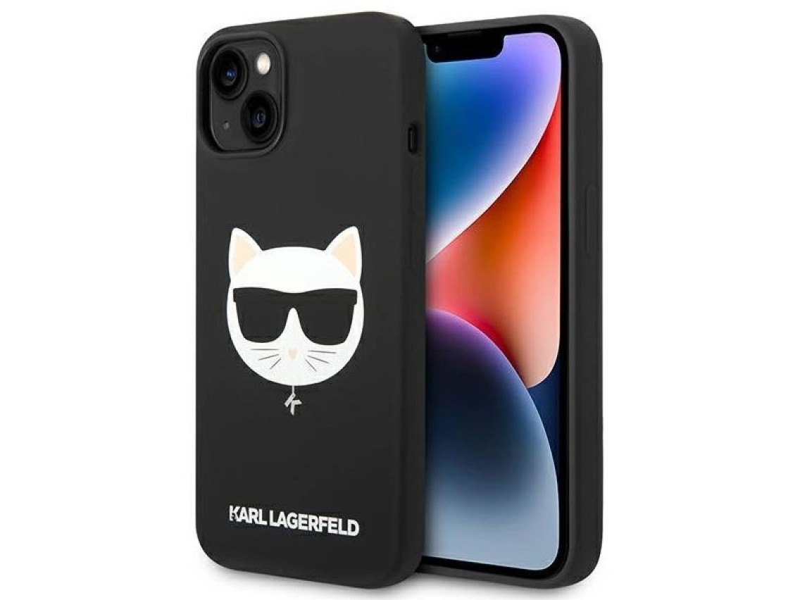 Capa rígida preta Karl Lagerfeld KLHMP14MSLCHBK para iPhone 14 Plus de 6,7 polegadas com conector Ch