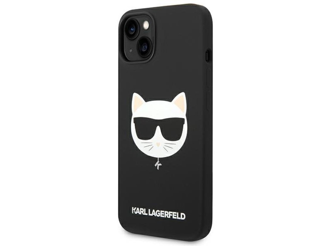 Capa rígida preta Karl Lagerfeld KLHMP14MSLCHBK para iPhone 14 Plus de 6,7 polegadas com conector Ch
