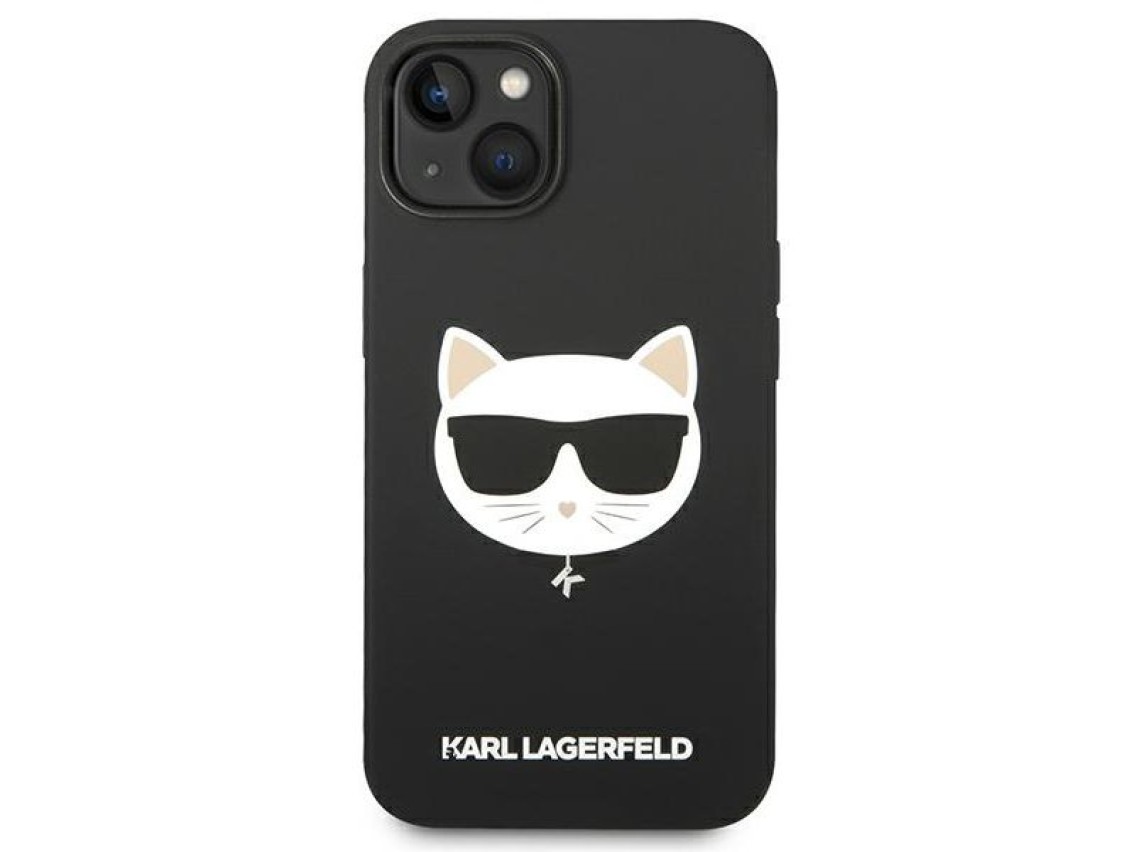 Capa rígida preta Karl Lagerfeld KLHMP14MSLCHBK para iPhone 14 Plus de 6,7 polegadas com conector Ch