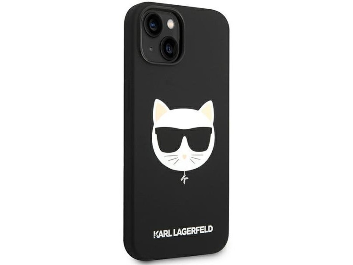 Capa rígida preta Karl Lagerfeld KLHMP14MSLCHBK para iPhone 14 Plus de 6,7 polegadas com conector Ch