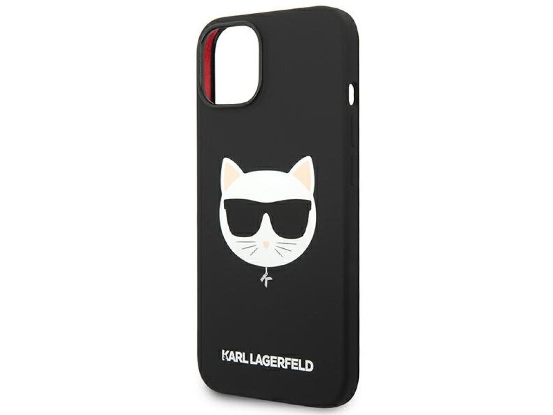 Capa rígida preta Karl Lagerfeld KLHMP14MSLCHBK para iPhone 14 Plus de 6,7 polegadas com conector Ch