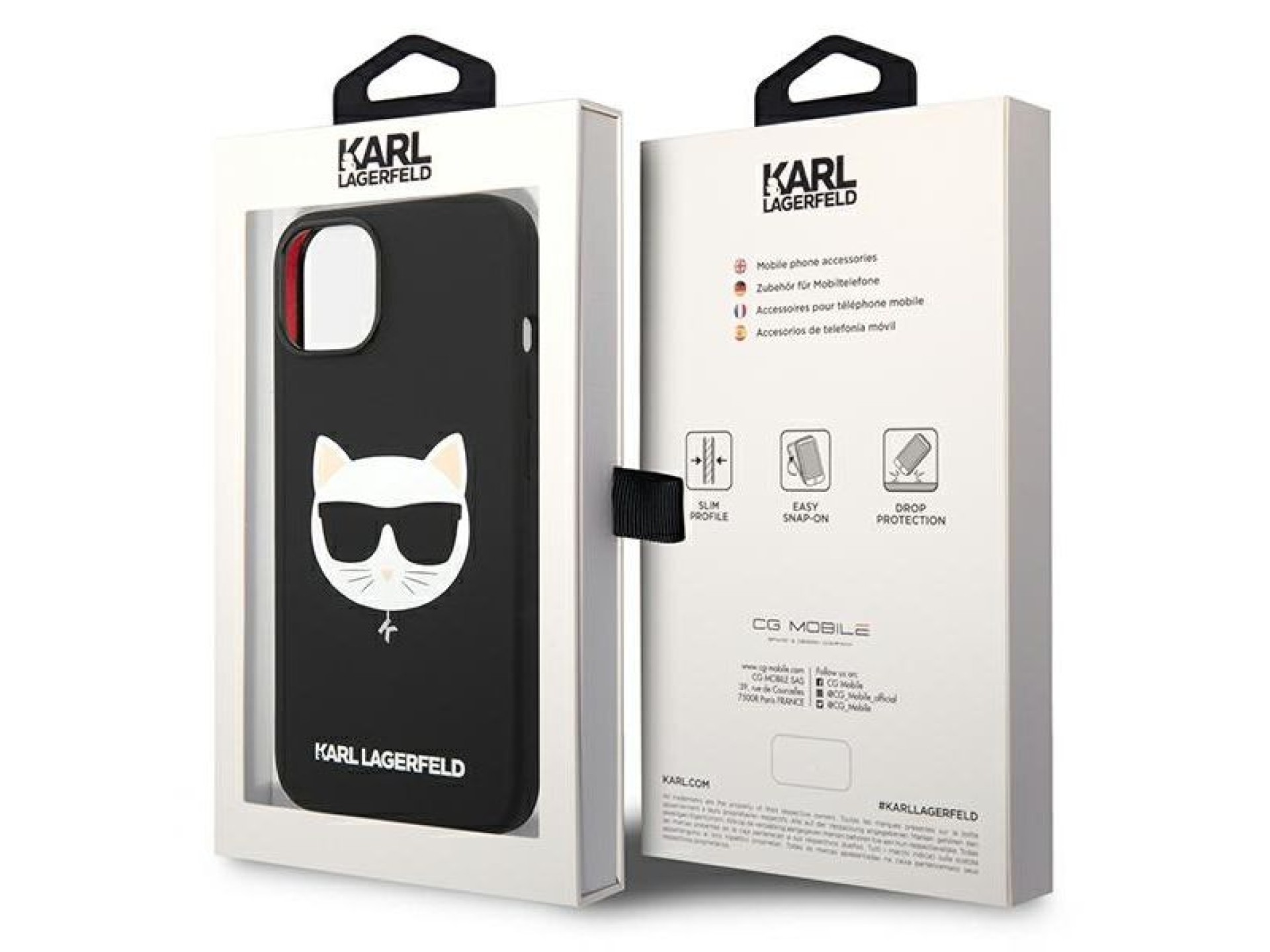 Capa rígida preta Karl Lagerfeld KLHMP14MSLCHBK para iPhone 14 Plus de 6,7 polegadas com conector Ch