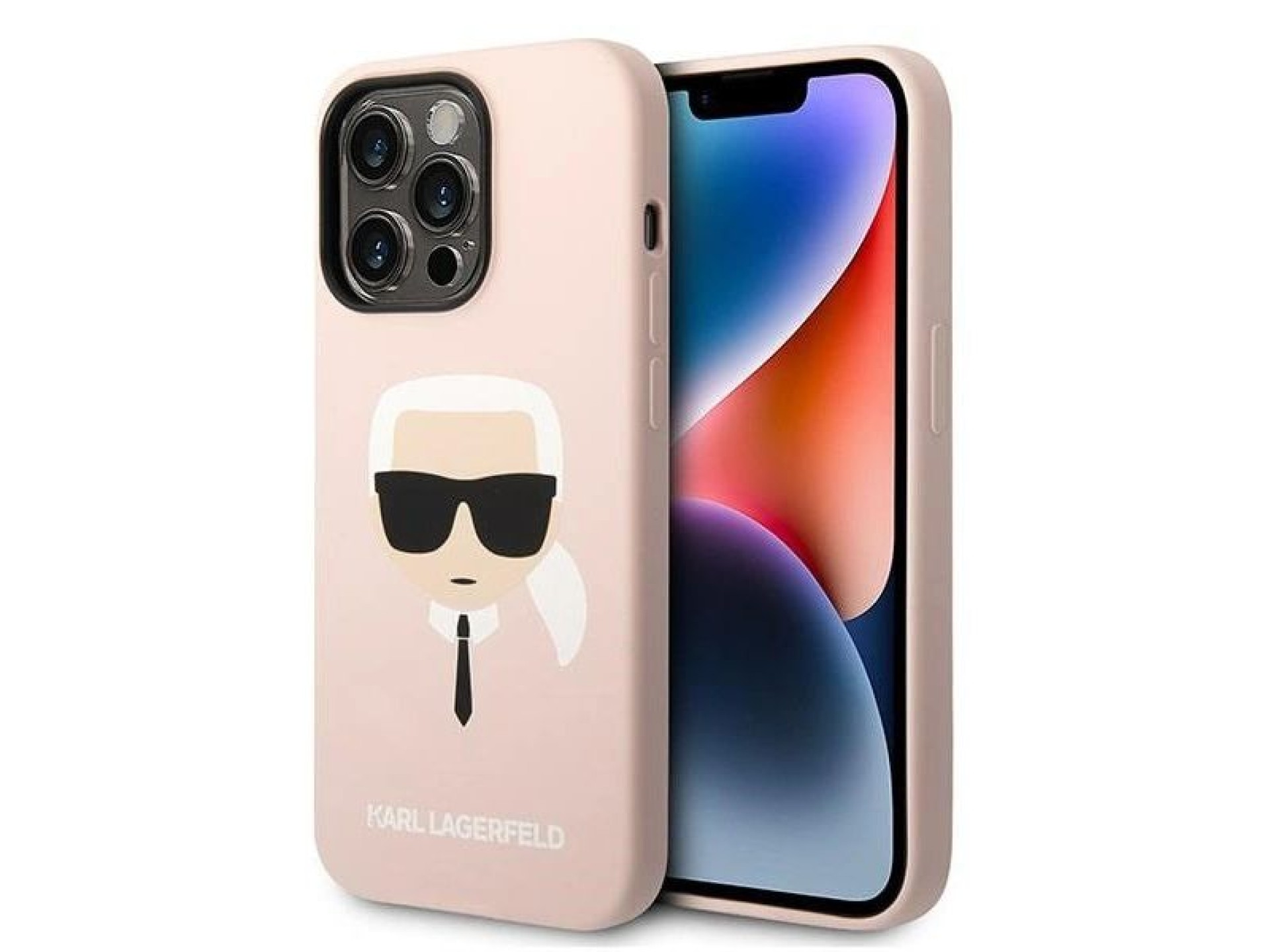 Funda rígida Karl Lagerfeld KLHMP14LSLKHLP para iPhone 14 Pro de 6,1 pulgadas, color rosa claro/sili