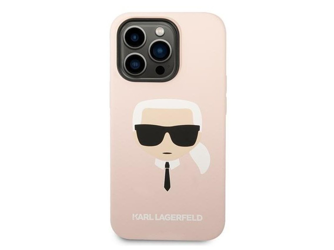 Funda rígida Karl Lagerfeld KLHMP14LSLKHLP para iPhone 14 Pro de 6,1 pulgadas, color rosa claro/sili