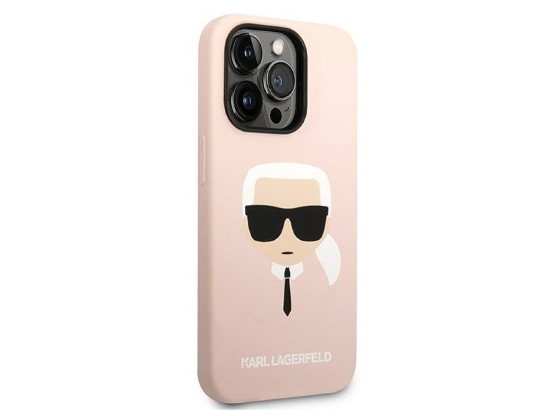 Funda rígida Karl Lagerfeld KLHMP14LSLKHLP para iPhone 14 Pro de 6,1 pulgadas, color rosa claro/sili