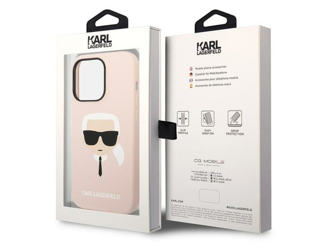 Funda rígida Karl Lagerfeld KLHMP14LSLKHLP para iPhone 14 Pro de 6,1 pulgadas, color rosa claro/sili