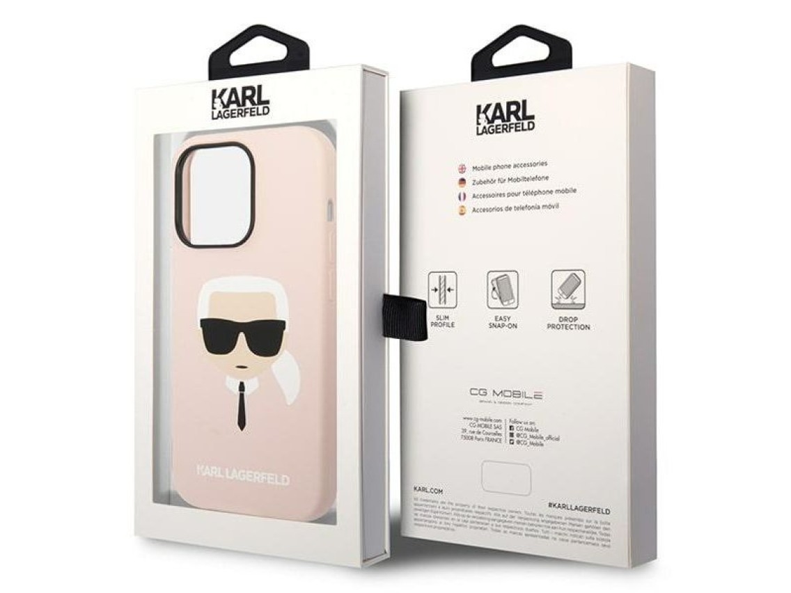 Capa rígida Karl Lagerfeld KLHMP14XSLKHLP para iPhone 14 Pro Max 6.7" rosa claro / Silicone rosa cla