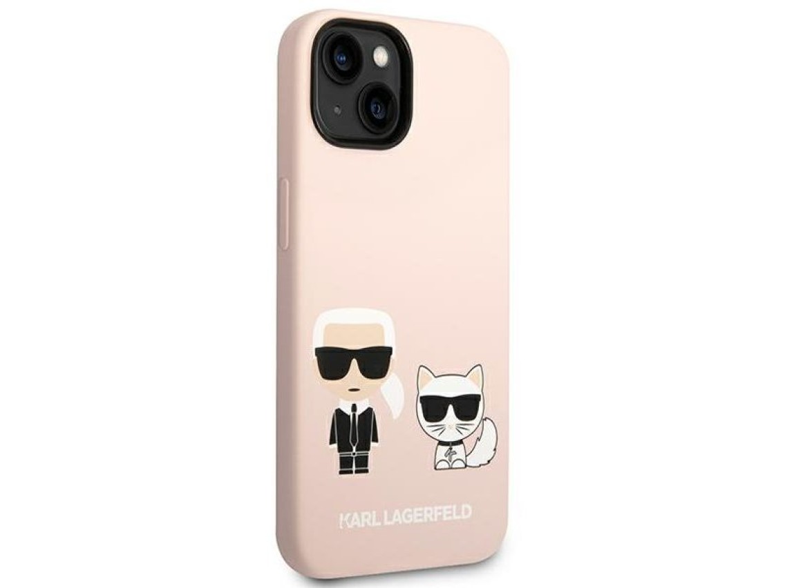 Karl Lagerfeld KLHMP14SSSKCI iPhone 14 6.1 "capa rígida rosa claro / silicone rosa claro Karl & Chou
