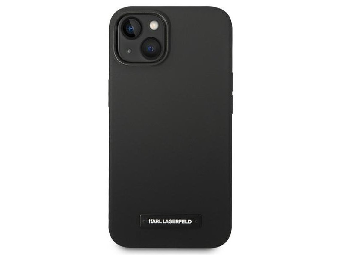 Capa rígida preta com placa de silicone preta Karl Lagerfeld KLHMP14MSLMP1K para iPhone 14 Plus de 6
